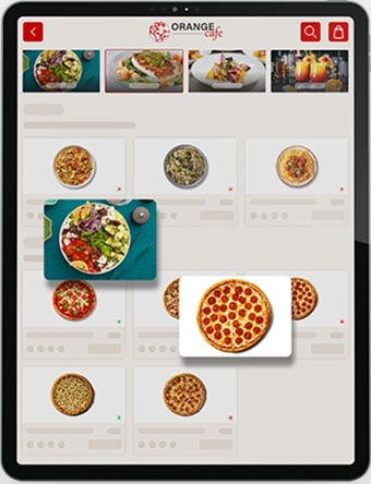 show food images on digital tablet menu