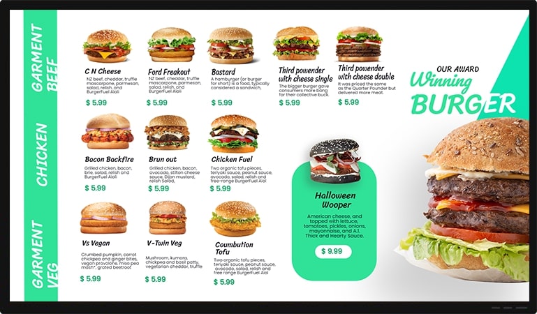 burger green menu design