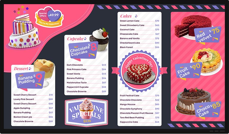 cake shop menu templates