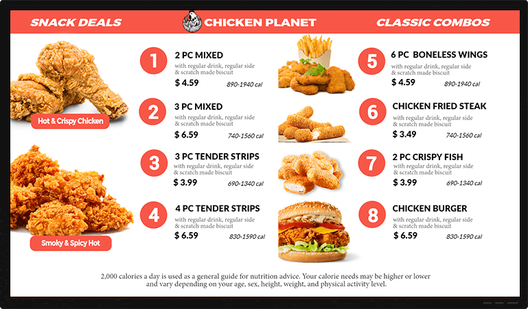 chicken deal menu design idea