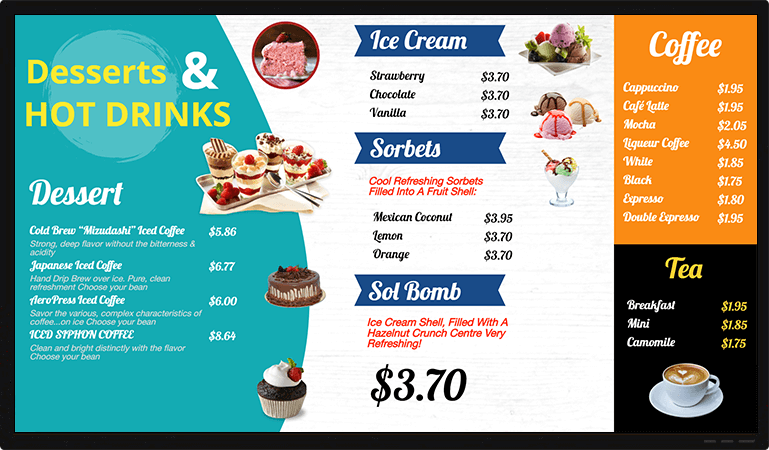 dessert and ice cream menu design