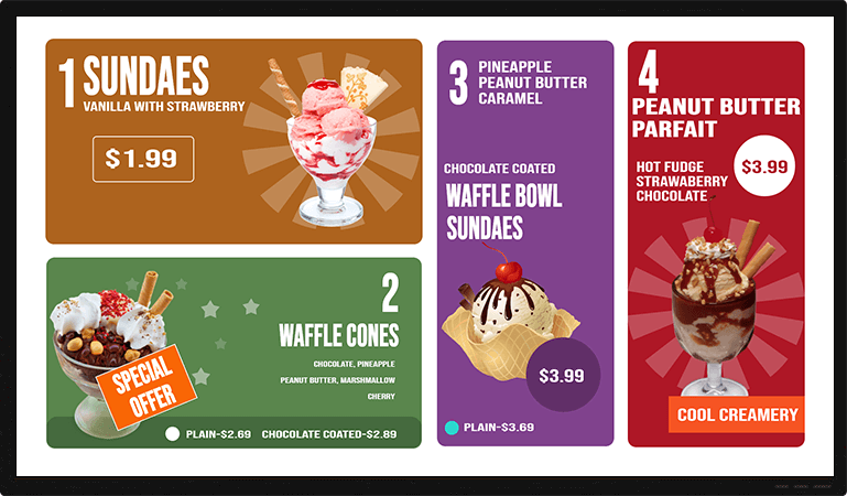 ice cream combo menu boards