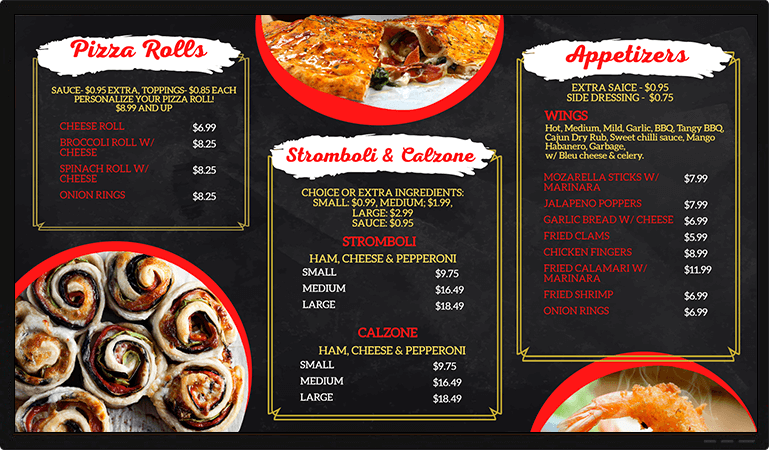 pizza role menu design