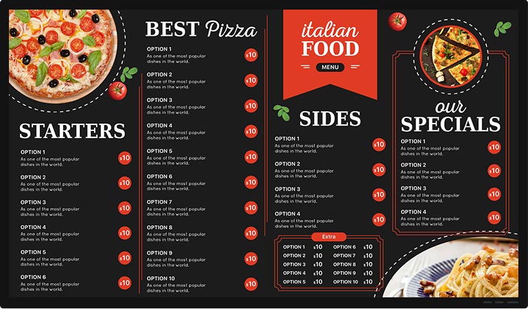 pizza outlet menu boards design templates