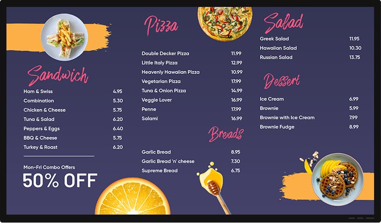 simple menu templates for cafe